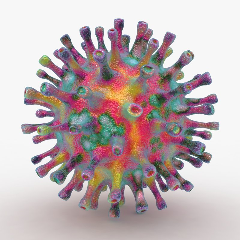 3d model virus set color 3