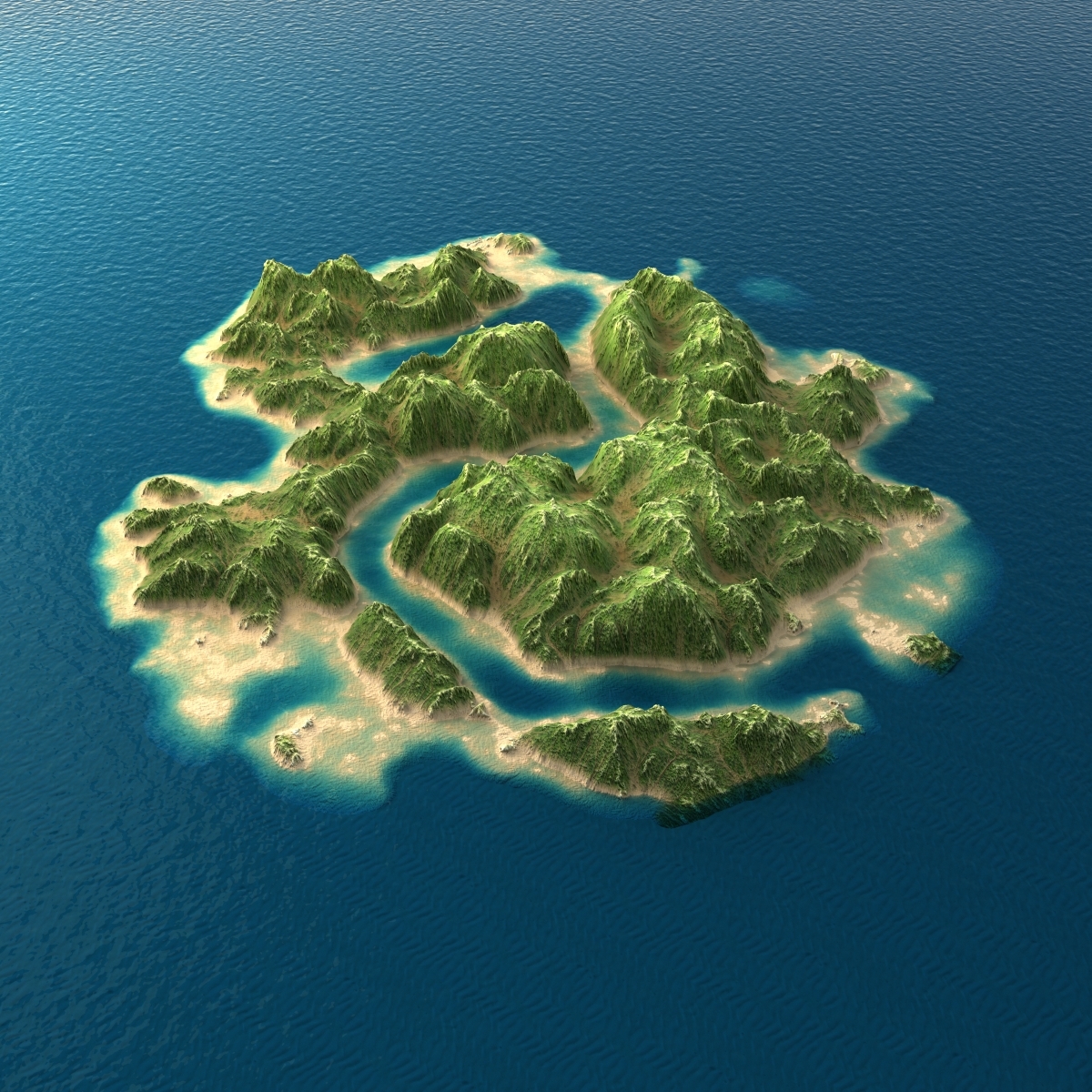 3d realistic tropical island