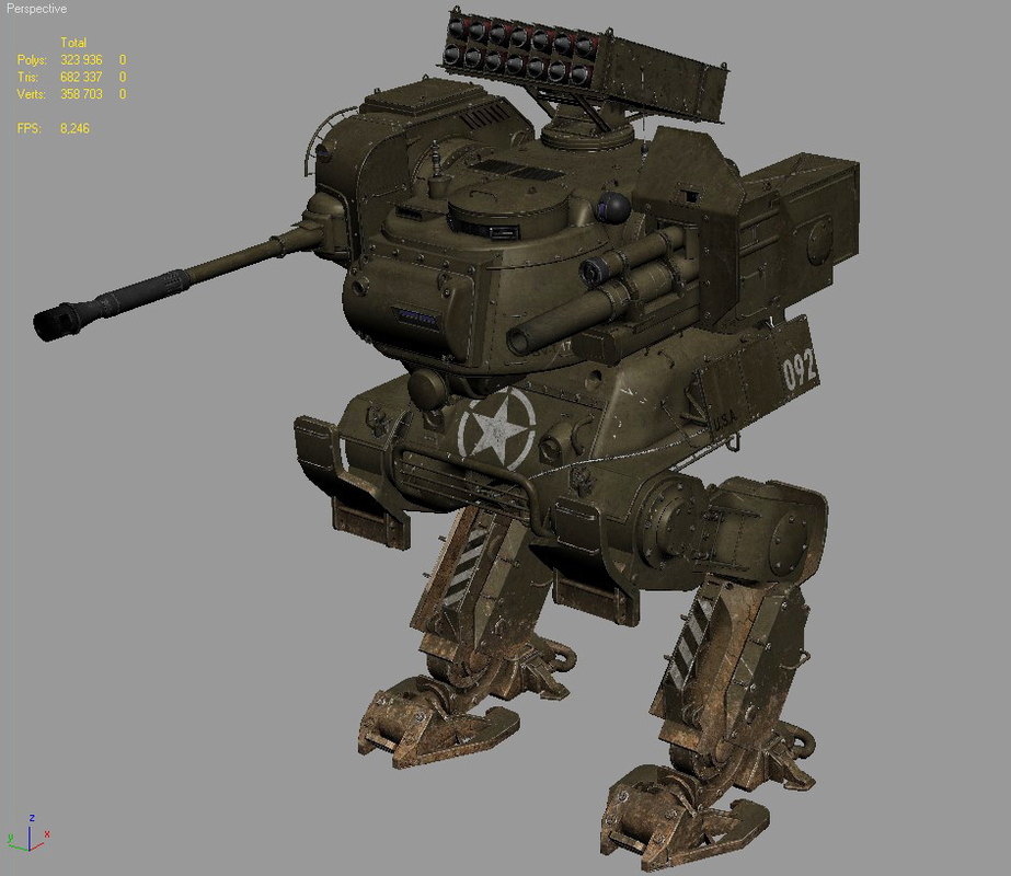 usa mech tank 3d model