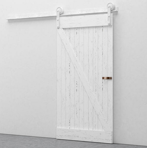 White Worn Barn Door 3d Model White Worn Barn Door 3d Model, Revit Sliding Barn Door