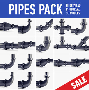 3d model pipe set collected