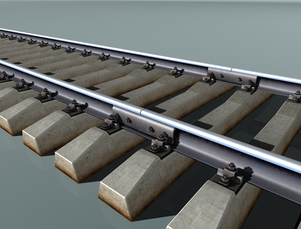 free rail track concrete sleepers 3d model