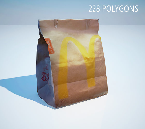 3d fast food paper bag model