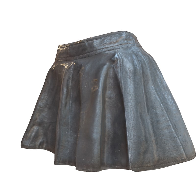 shiny black leather skirt 3d obj