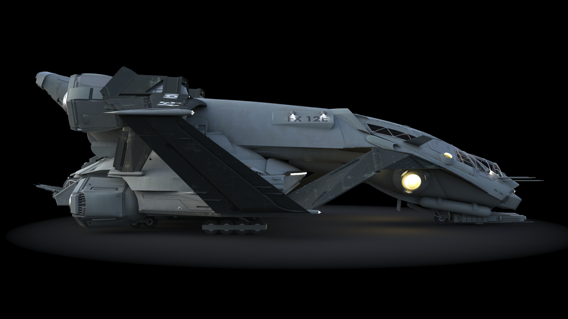 spaceship dropship drop 3d max