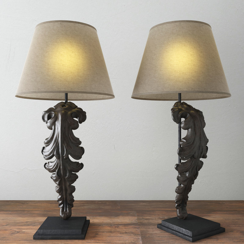 3d acanthus leaf lamp table model