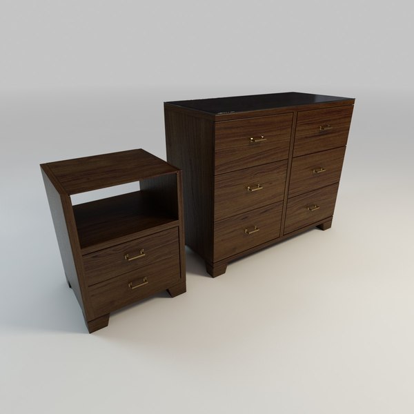 Oak Dresser Nightstand 3d Model