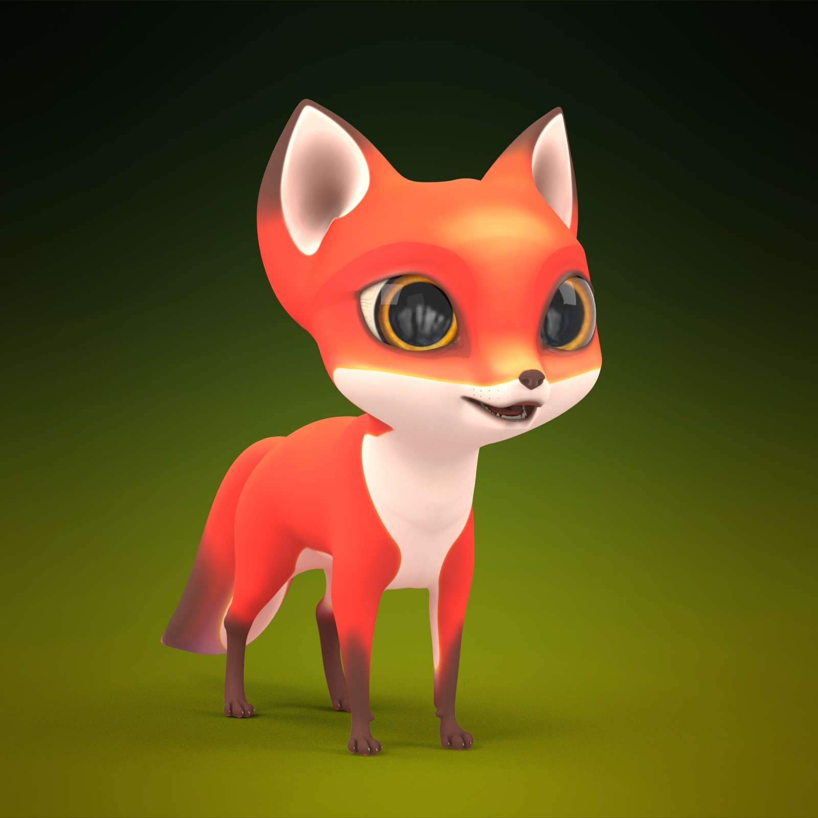 卡通狐狸(毛皮)3d模型