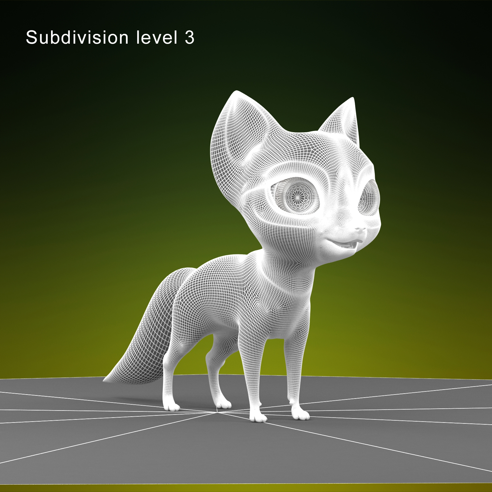 卡通狐狸(毛皮)3d模型