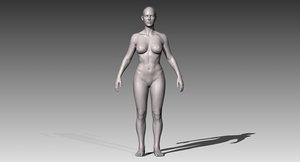 3d model realistic white female