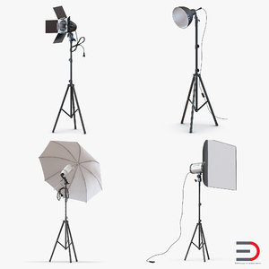 photo studio lamps light 3d model