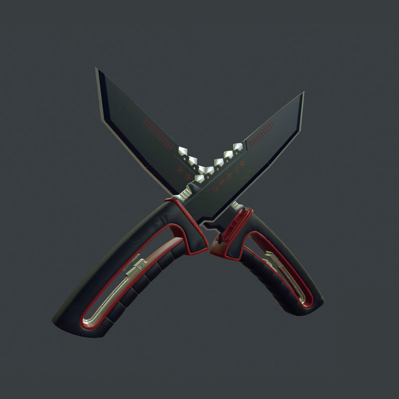 3d model sci-fi knife red sci fi