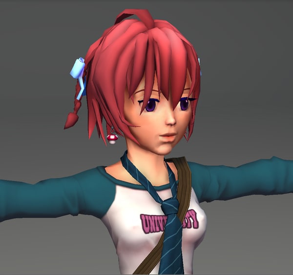 School Girl Rigged Character 3d Obj