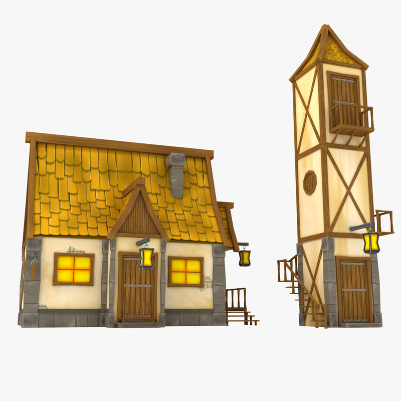 3d model medieval cartoon house