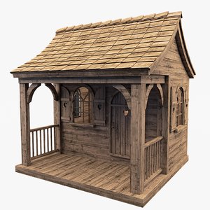 3d max house wood wooden