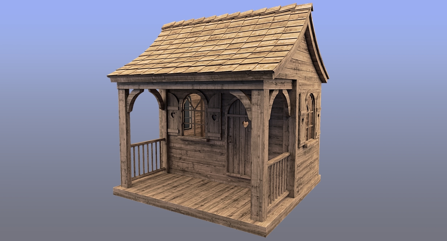 3d max house wood wooden