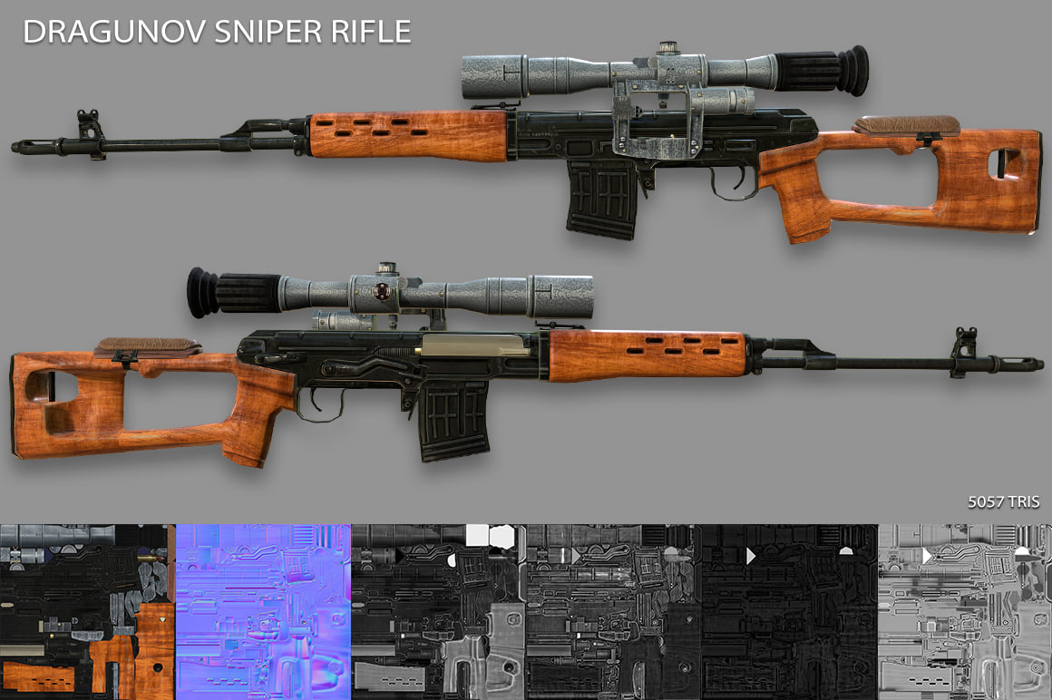 dragunov sniper rifle svd 3d max