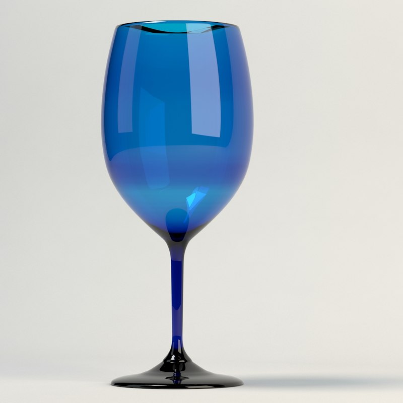 3d model wine glass blue