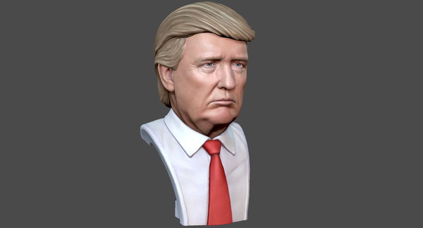 donald trump portrait color 3d obj