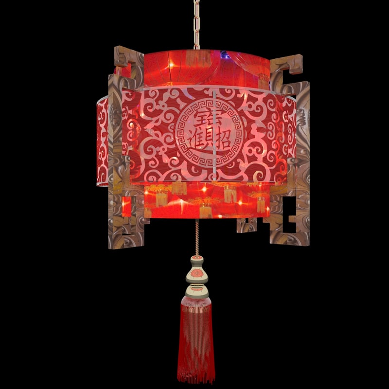 3d chinese lantern red model