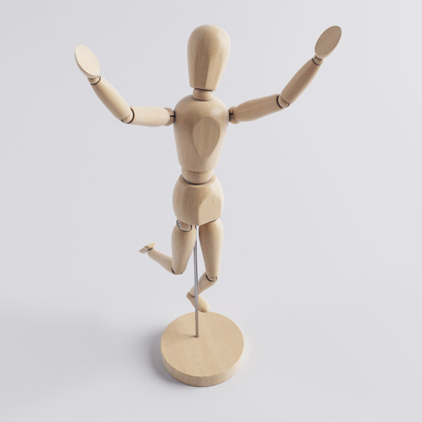 wooden man rigged 3d model