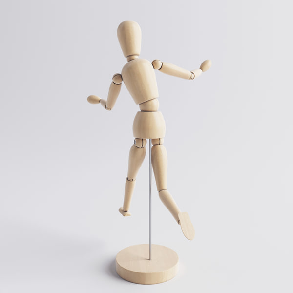 wooden man rigged 3d model