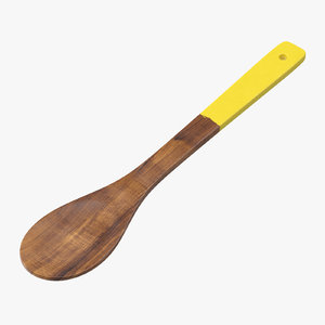 3d dark wood spoon 01 model