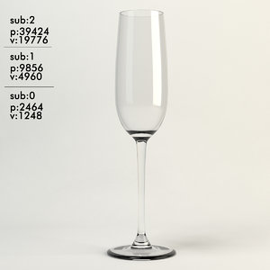 champagne glass clear 3d max
