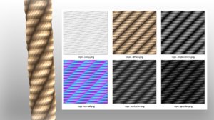 tileable rope texture (diffuse, normal, specular, displacement, occlusion, cavity)