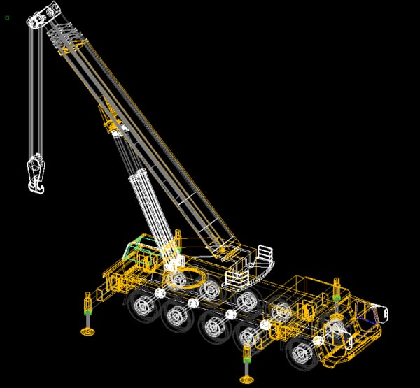 120t mobile crane 3d dwg