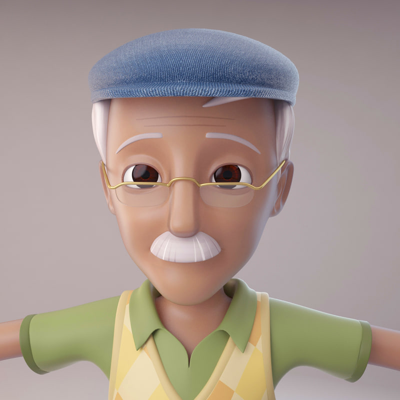 cartoon old man 3d max