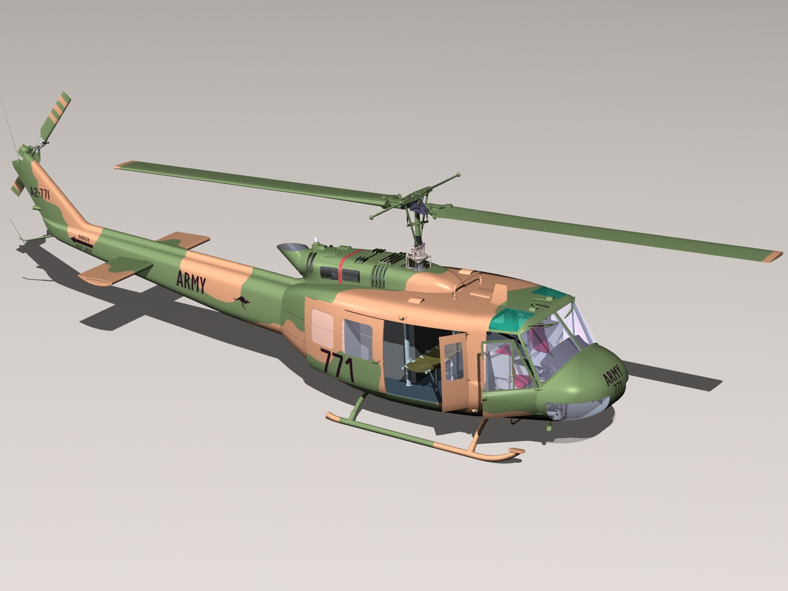 Huey Bell UH-1 helicopter 3D Model .max .obj .fbx .c4d .ma 