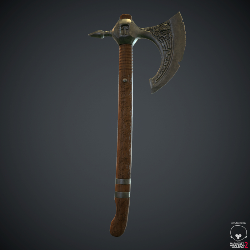 3d model of axe modeled blood