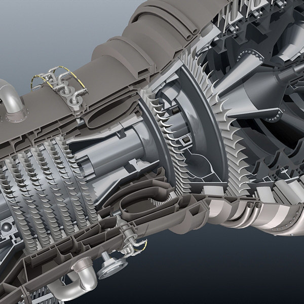 3d jet engine cutaway model