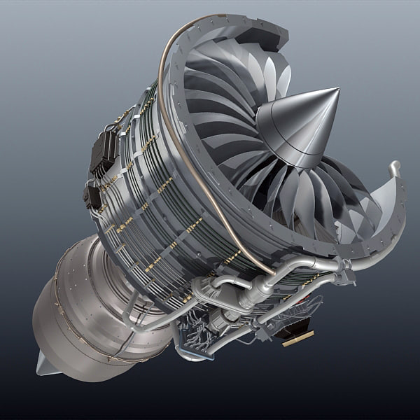 3d jet engine cutaway model