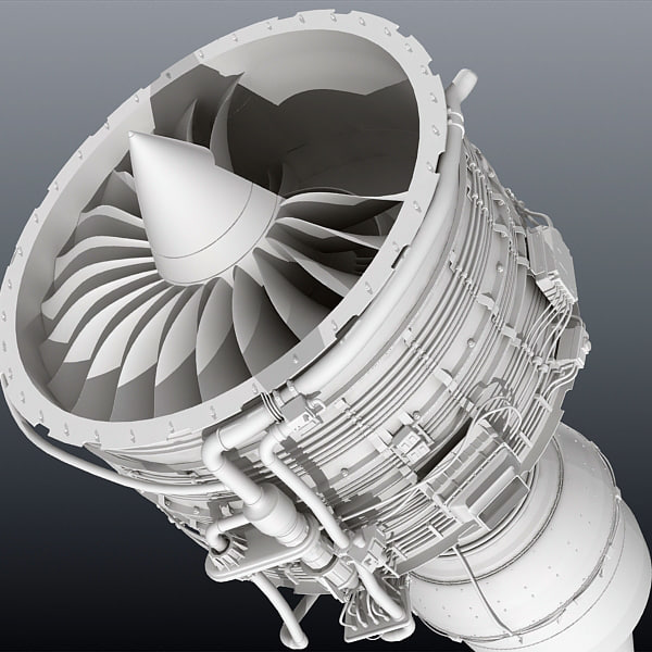 3d jet engine cutaway model