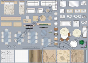 2d furniture floorplan top down view style 4 PSD
