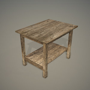 3d model old wooden table