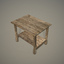 3d model old wooden table