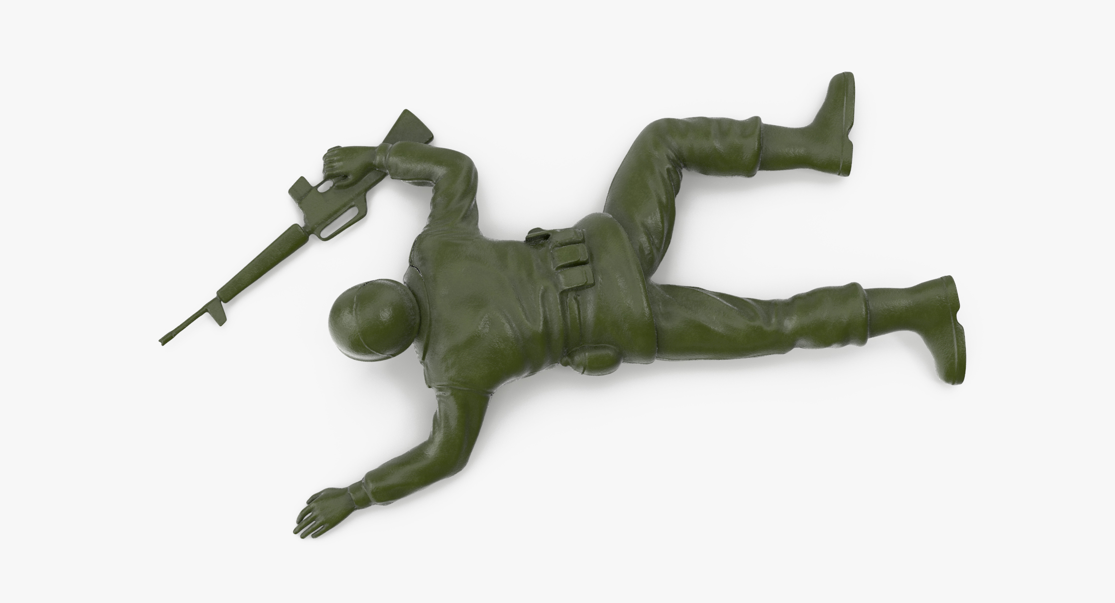 3d plastic toy soldier crawling model