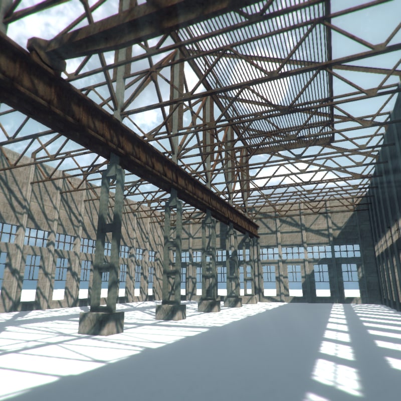 3d Model Unfinished Industrial Building