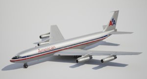 low-poly boeing american airlines 3d max