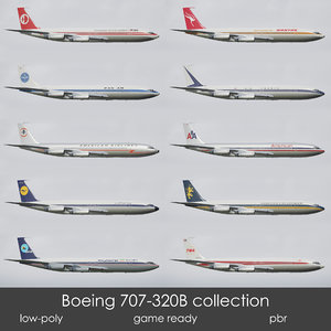 3d low-poly boeing 707-320b
