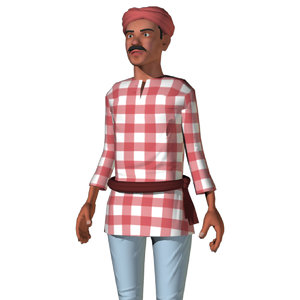 3d model rigged indian farmer human