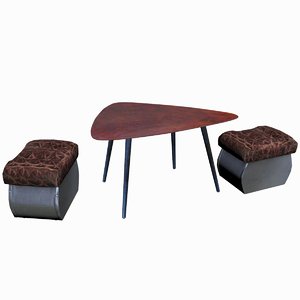 coffee table padded stool 3d model