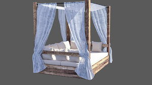 balinese bed pallets editable 3d max