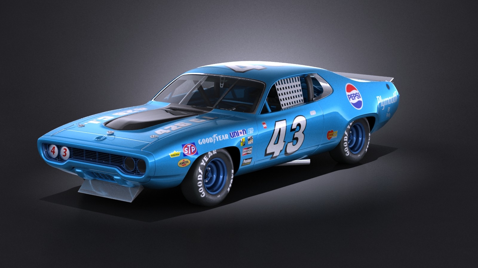 plymouth roadrunner nascar richard petty 19713d模型