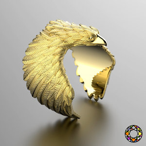 3d model eagle fashion ring
