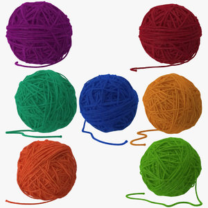 7 balls yarn 3d model