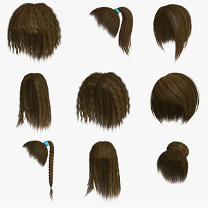 3d model of hair character blond